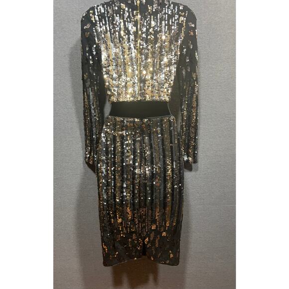 Marciano Womens Sequined Evening Cocktail Party Black 2 Piece Skirt Set Size XS - Picture 4 of 16